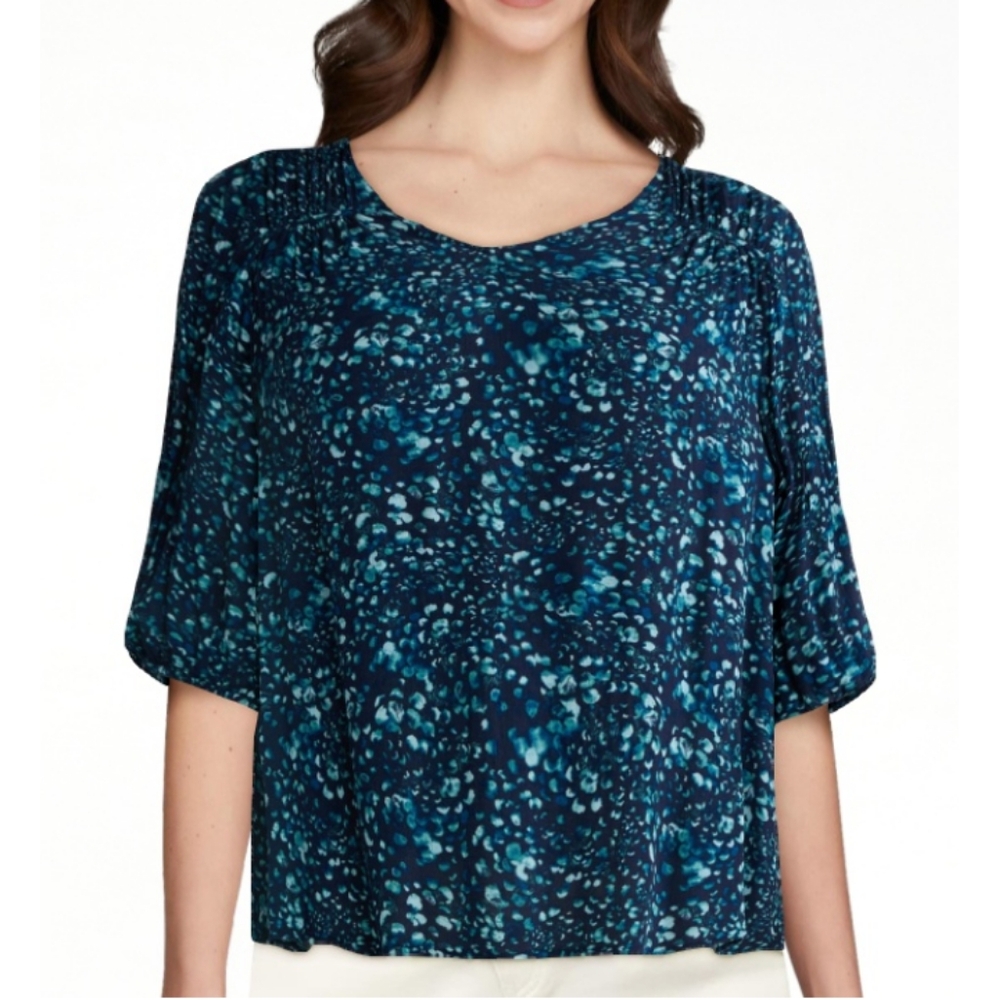 Women's Plus Size Poet Sleeve Blouse Various Sizes  Dark Navy Dot  NWT